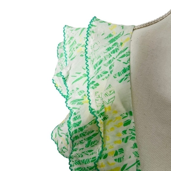 Poupette St Barth Della Floral Mini Dress Green Yellow Size S - Picture 10 of 14